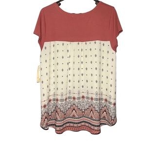 Rewind Aztec Print Sleeveless High Low Boho Top Size XL